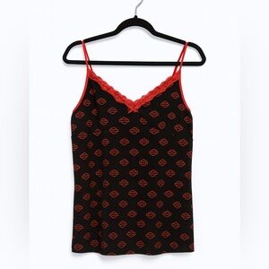 Harley-Davidson Gray and Red Lace Trim Camisole Tank Top Sz XXL